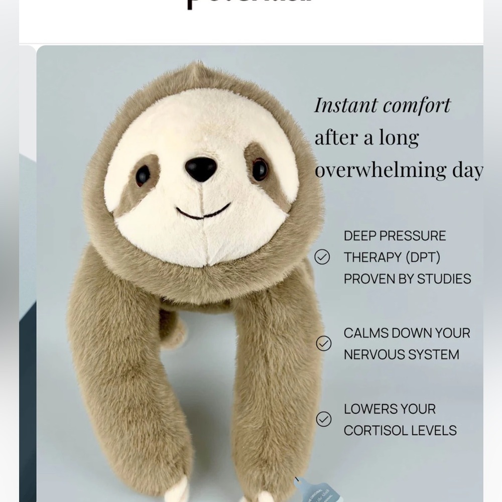 Sunnie the Sloth Weighted Stuffed Animal - Picture 2 of 5
